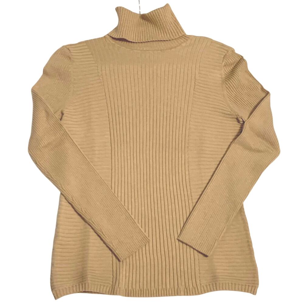 INC International Concepts Womens Ribbed Turtleneck Sweater Size XL Mocha Mousse